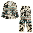 thumbnail image 6 of SEANATIVE Aztec Ethnic Button Up Pajamas for Women Cow Print Sleepwear for Women Pajama Set Size 4XL Long Sleeve Pajamas Top and Pants 2 PCS Night Wear Women Clothes with Pockets, 6 of 7