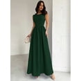 thumbnail image 4 of Dark Green Womens Fitted A-Line Maxi Dress, Sleeveless, Waist Cinched, Elegant Formal Dress For Events, 4 of 6