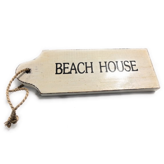 Beach House Door Tag Wood Sign 9" - Rustic Coastal | #snd25060