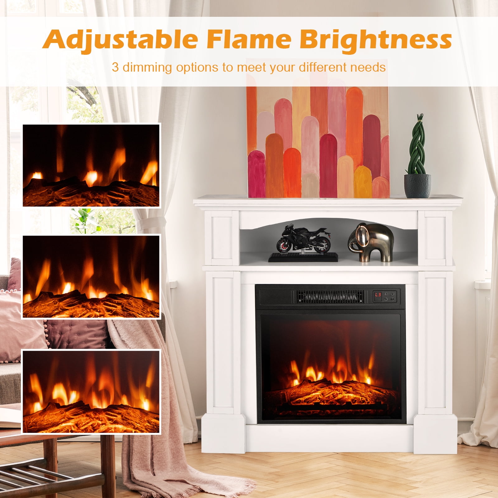 Topbuy Electric Fireplace 32 x 31 Freestanding 5000 BTU Electric Indoor Fireplace