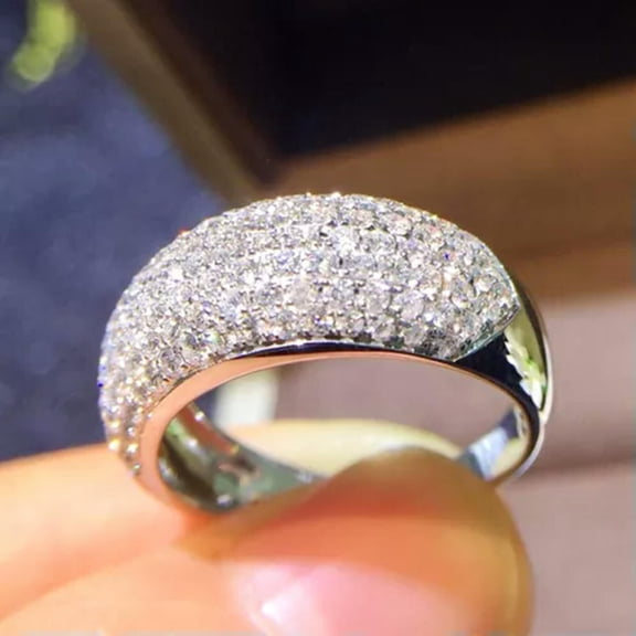 Gorgeous Cubic Zirconia 925 Silver Ring Wedding Engagement Ring Sz 6-10