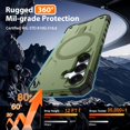 thumbnail image 3 of Samsung Galaxy-S25-Case with Magsafe, 2×Screen Protector, S24 Magnetic Phone Case Anti-Fingerprint Military Grade Shockproof Protective Cover for Galaxy S24/S25,Green, 3 of 14