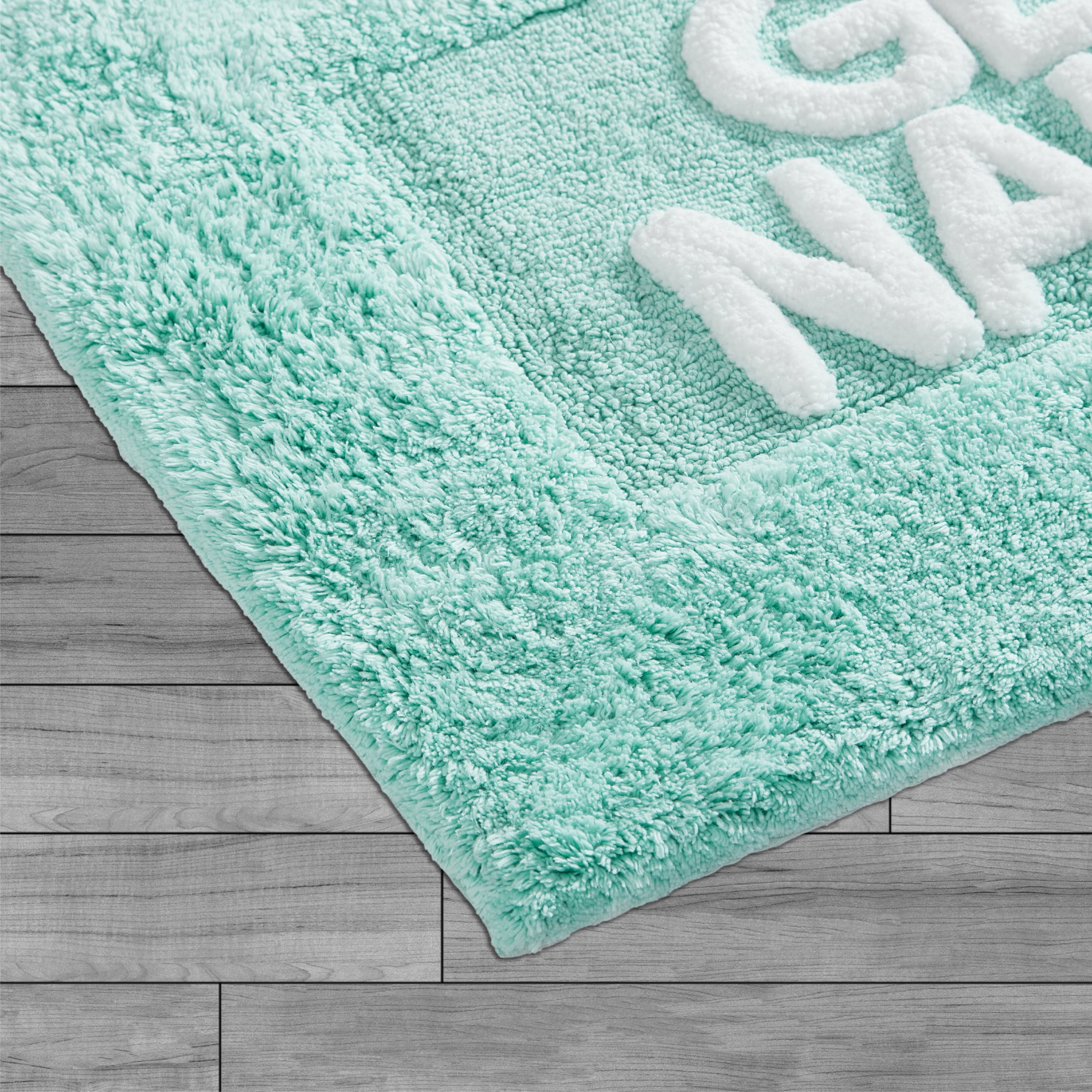 Jean Pierre "Get Naked" 21"x34" Cotton Bath Rug, Aqua