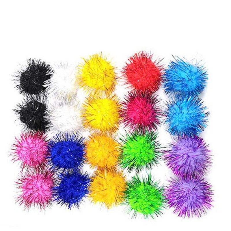 10 Pieces 1.2" Assorted Color Sparkle Balls Cat's Favorite Toy Tinsel