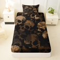 thumbnail image 3 of Homewish Goth Sugar Skull Twin Sheets,Skeleton Halloween Bedding,Brown,3 Pieces,1 Fitted Sheet and 1 Pillowcase, 3 of 6