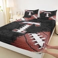 thumbnail image 3 of Manfei Monogrammed T Theme Full Size Sheets,Rugby Football Sport Bed Sheets,Boys Ball Game Sheet Sets For Teens,Ultra Soft Bedroom Decor,4 Pieces, 3 of 7