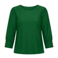 thumbnail image 4 of Women’s Tops 3/4 Sleeve with Buttons Dressy Casual Summer Outfits Round Neck Beach Vacation T-Shirt Plus Size ,Green,XXL, 4 of 6