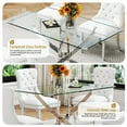 thumbnail image 2 of 50" Rectangular Glass Dining Table for 4-6 People, Modern Tempered Glass Kitchen Table with Irregular Stainless Steel Legs, Dining Table for Small Space, Apartment, Home Office, 2 of 6