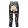 thumbnail image 2 of Gukieu Vintage Leaf Flower Skull Print Youth Home Trousers, Elastic Waistband with Pockets for Home and Outing, Suitable for Children Aged 5-16-Medium, 2 of 6