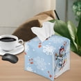 thumbnail image 5 of FUIALDOLG Decorative Tissue Box Cover Square - Waterproof PU Leather Tissues Cube Boxes Holder Aesthetic Desk Decor for Room, Home & Office - Snowman Skiing, 5 of 7