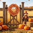 thumbnail image 6 of Bcylexb Fall Fabric Maple Leaf Wreaths for Front Door, 17.7" Autumn Ruffled Ribbon Wreath Harvest Hanging Door Decor for Thanksgiving Wall Window Home, 6 of 6