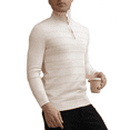 thumbnail image 3 of Men's Zip-Collar Stretch Cotton-Blend Thermal Pullover, Modern Fall/Winter Streetwear Layering Top, 3 of 7