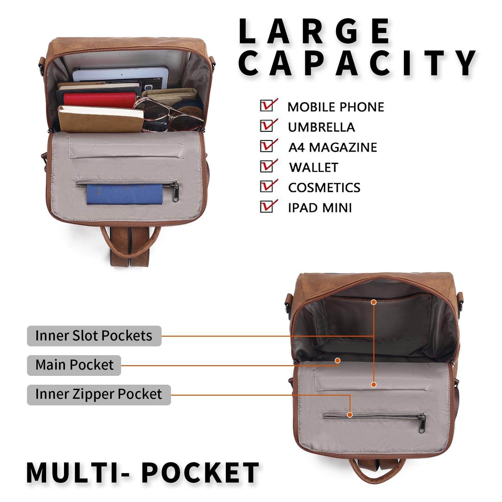 Goiacii Leather Backpack Purse for Women photo 5