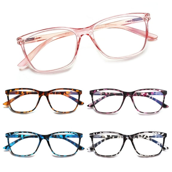 BONCAMOR 5 Pack Reading Glasses for Women Blue Light Blocking Spring Hinge Fashion Print Reader