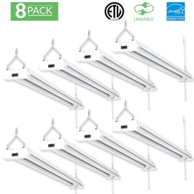 Leonlite 8 Pack 4ft 40w Dimmable Led Linkable Linear Shop Light Linkable Shop Lights For Garage Basement Workshop Black 4000k Cool White Walmart Com Walmart Com