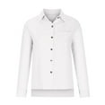 thumbnail image 4 of IROINNID Women Collar Long Sleeve Shirt Top Solid Color Basic Casual Blouse Comfortable Everyday Wear Work Office Stylish Button Down Tunic Elegant Fashion(White#1,M), 4 of 8