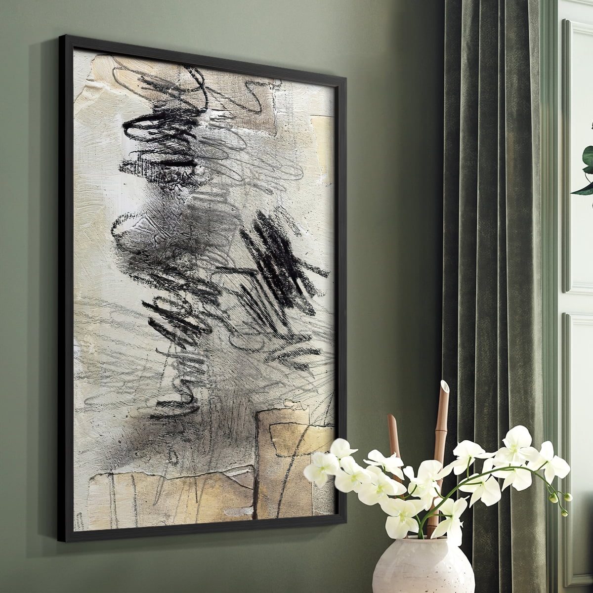 Masked Notes II Framed Print in Black Solid Wood Framed Print No Nail Hanging