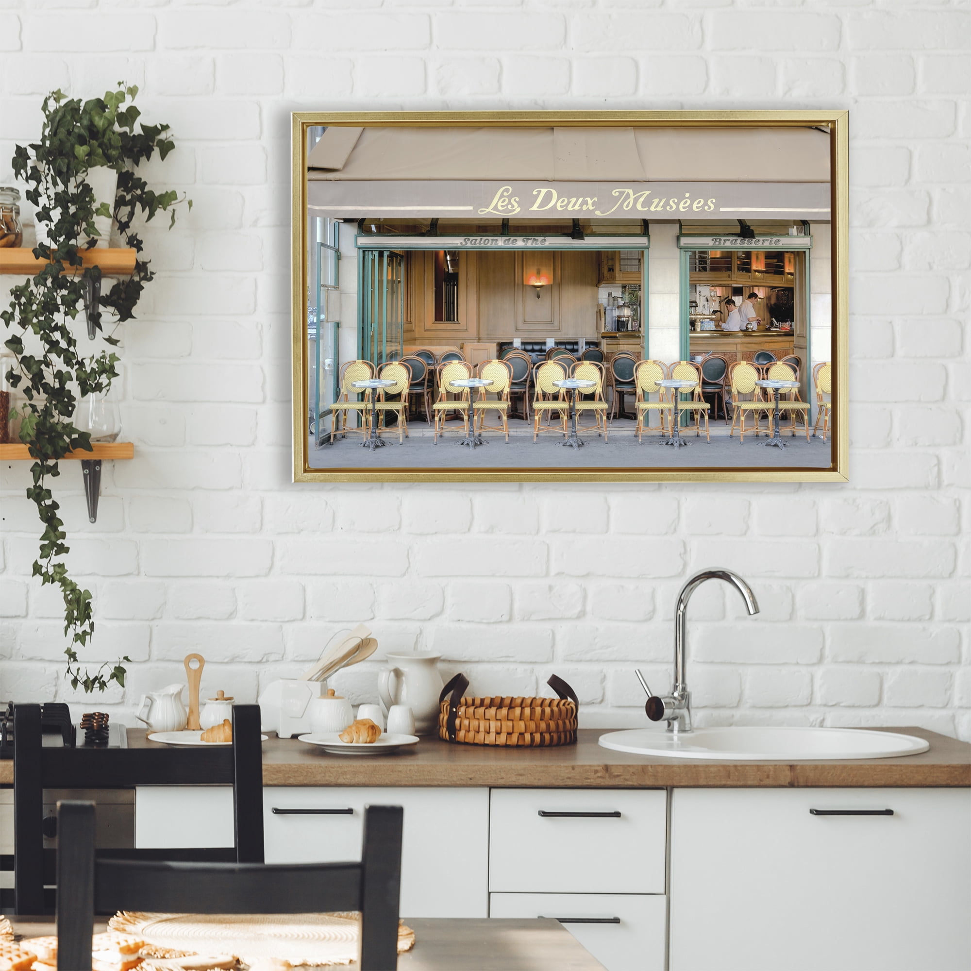 Stupell Industries Parisian Outdoor Seating Cafe Gold Framed Floater Canvas Wall Art, design by Alan Blaustein