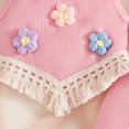 thumbnail image 6 of Toddler Baby Girl Outfits Summer Clothes Set Crochet Flower Fringe Sleeveless Top and Bell Bottom Pants Set Casual Toddler Outfit 18-24 Months, 6 of 7