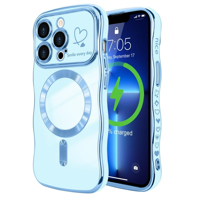 Funda de teléfono LCHULLE para iPhone 13 Pro Max para mujeres y niñas, azul