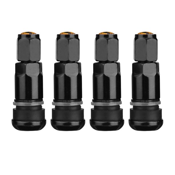 (Paquete 4) Válvula Aleación Aluminio Sin Cámara para Neumáticos Coche 525 Fondo Plano (negro)