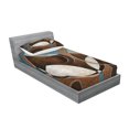 thumbnail image 2 of Ambesonne Abstract Fitted Sheet & Pillow Sham Set, Grunge Vintage Rounds, Twinxl, Umber Slate Blue, 2 of 2
