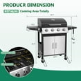 thumbnail image 3 of 4-Burner Gas Grill with 4 Universal Wheels & Bottle Opener, 40000BTU Outdoor Grill with Side Table for Camping, Black & Sliver, 3 of 9