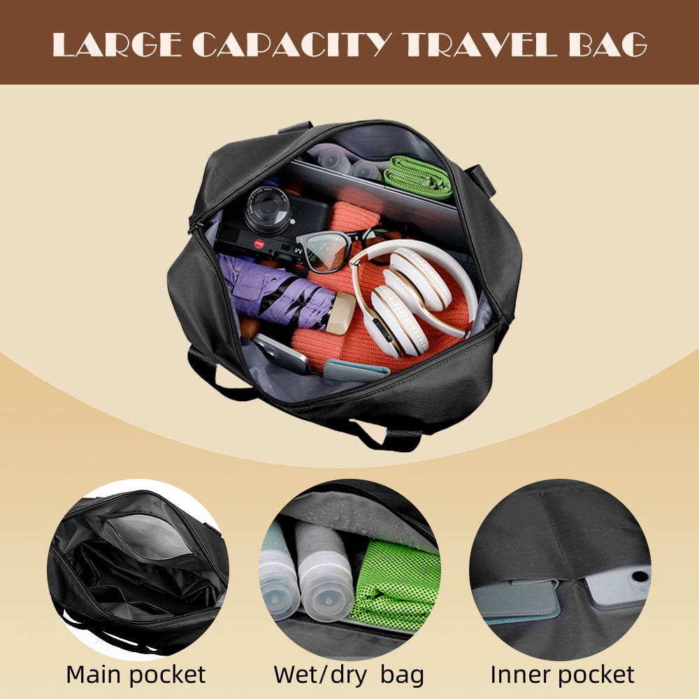 Youersen Duffle Bag with Wheels, Expandable Rolling Ideal Carry-on for Travel Adventures, Black, Adult