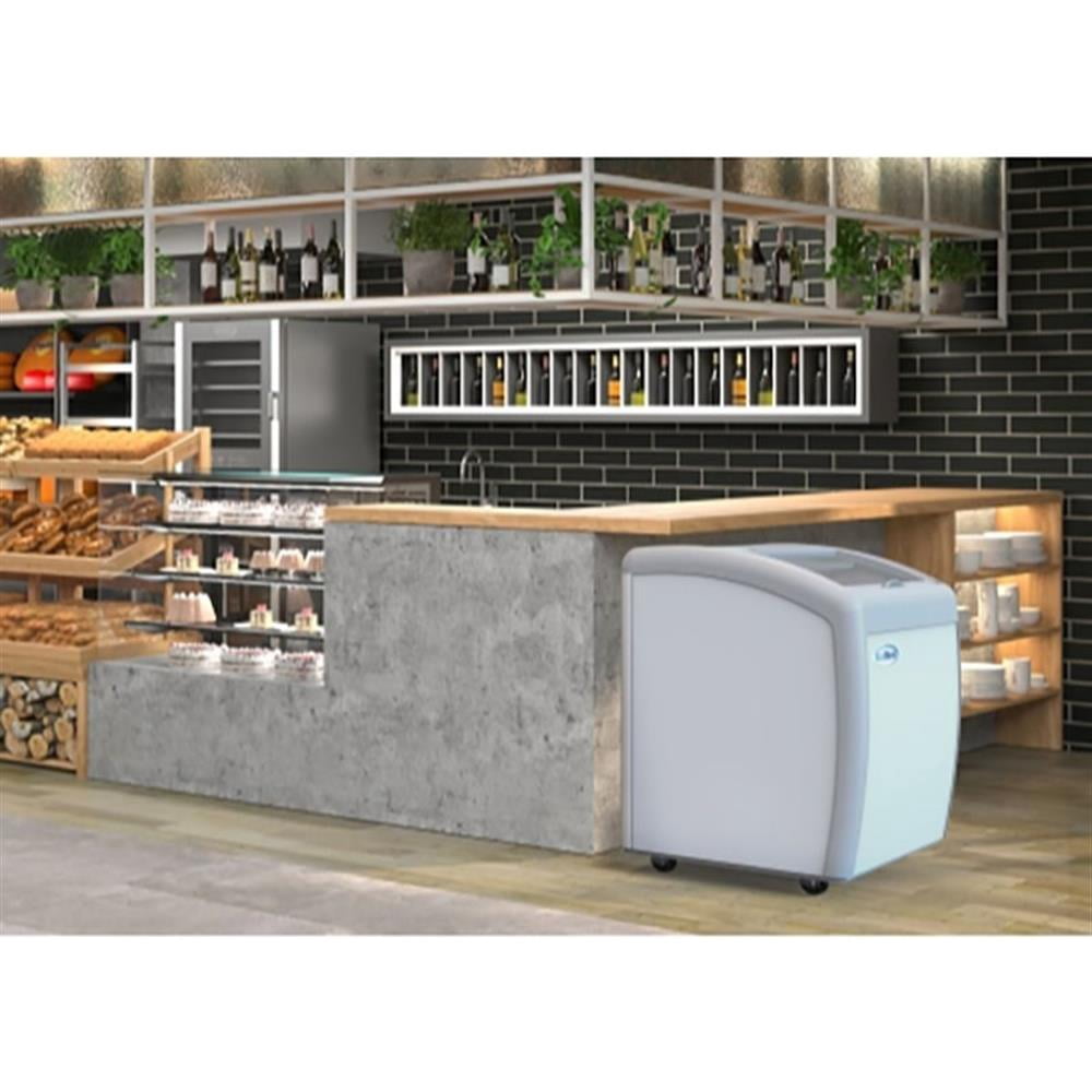 Pemberly Row Metal Ice Cream Freezer Display Case with 2 Storage Baskets - White