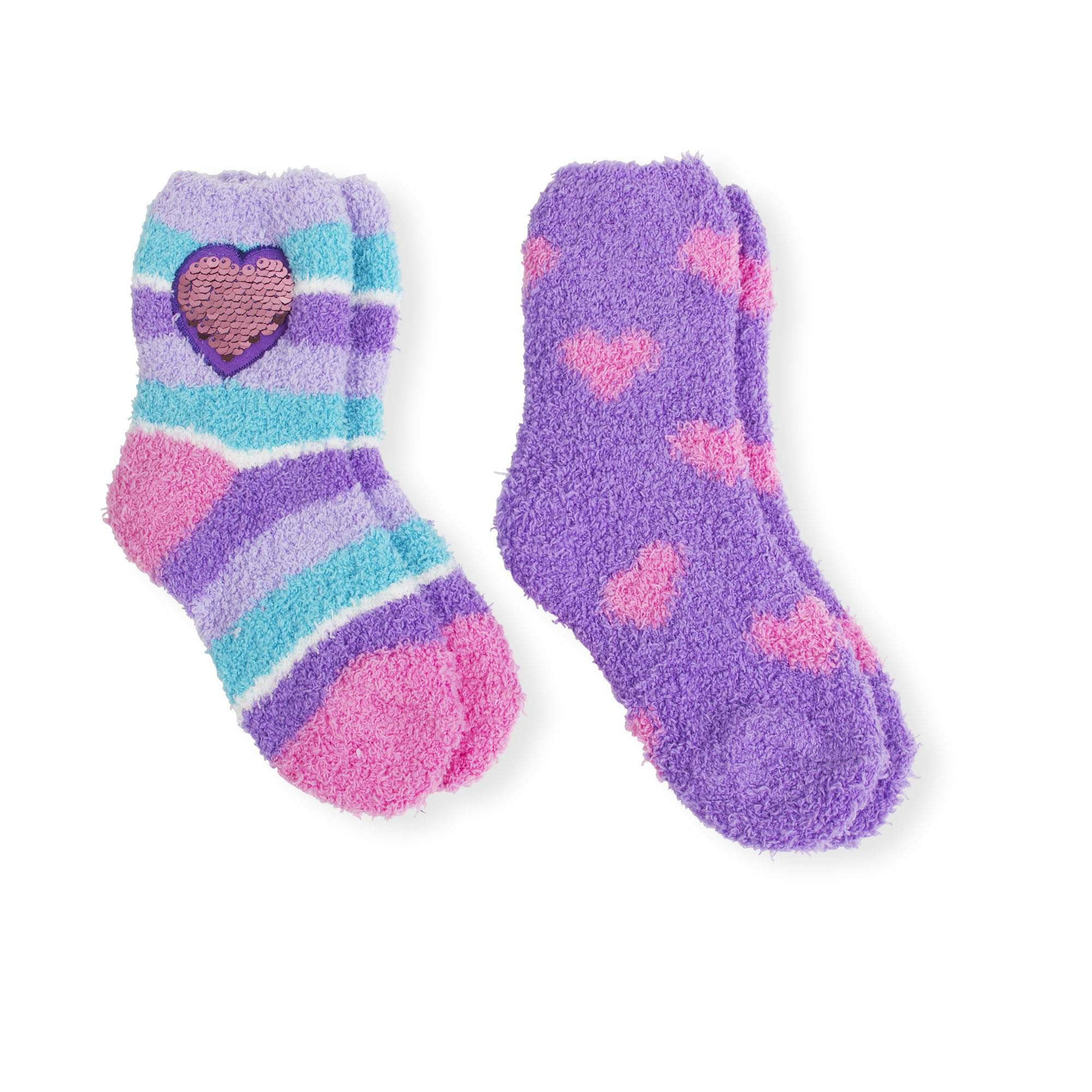 Girls' Pink Heart Crew Socks, 2 Pairs - Walmart.com
