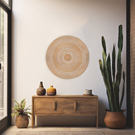 Expobazaar Wall Décor | Handcarved Round Wheel Style Wood Wall Accent | 36"
