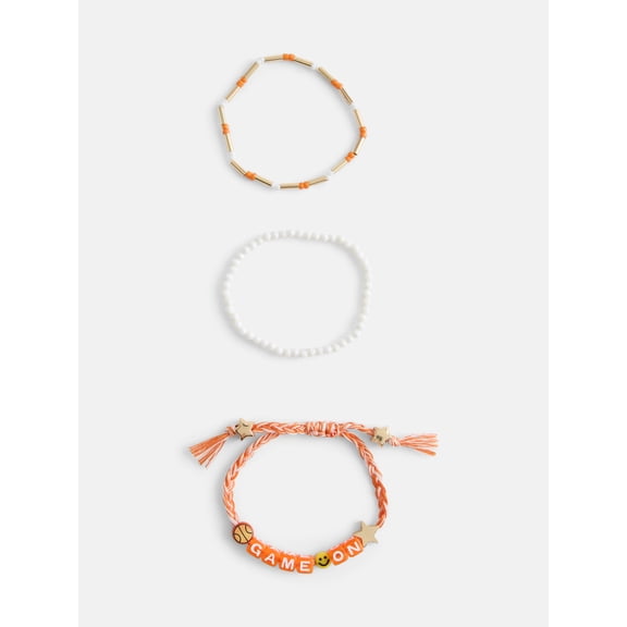 No Boundaries Women's Game Day Beaded Stretch and Slide Bracelet Set, 3 Piece