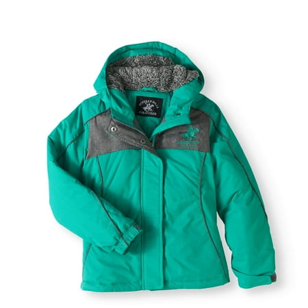Purple Winter Coat - Girls' Colorblock Hooded Jacket