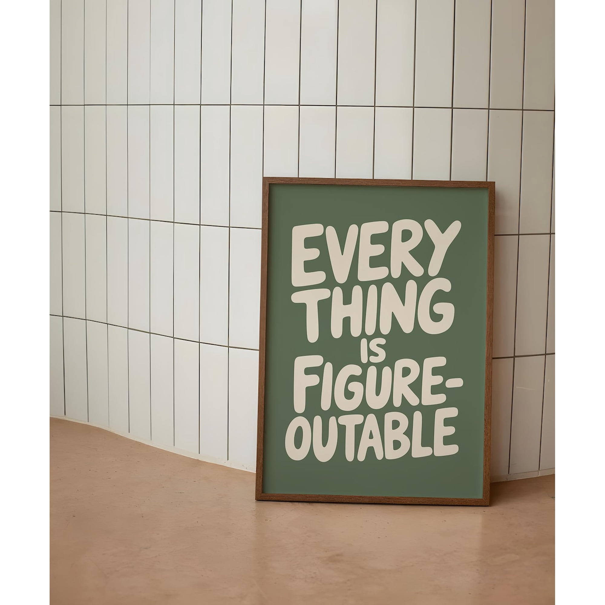Everything Is Figureoutable Print Uplifting Quote Inspirational Wall Art Sage Green Office Print Affirmation Poster Motivational Wall Art