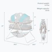 Dream On Me Karley Bassinet in Blue and Grey, Quick Fold and Easy to Carry, Large Storage Basket