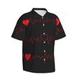 thumbnail image 2 of Bixox Men's Hawaiian Shirts Men's Cardiogram and Heart Print Short-Sleeve Shirt-Medium, 2 of 8