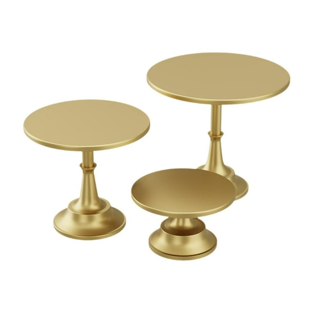Soporte de metal para tartas y cupcakes de 3 piezas, base estable y versátil con pedestal alto. Dorado