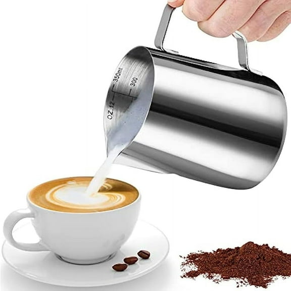 Stainless Steel Milk Frothing Pitcher Cappuccino Pitcher Pouring Jug Espresso Cup Creamer Cup for Latte Art, 12 Ounce (350 ML)