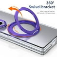 thumbnail image 2 of ELEHOLD Rugged Clear Case for Samsung Galaxy Z Fold 5, Transparent Non-Slip Ring Kickstand Lightweight Shock-Absorbent Magnetic Case Cover with Tempered Glass Cover,Purple, 2 of 9