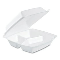 Dart 85HT3R Foam Hinged Lid Commercial Containers, 3-Compartment, 8.38 x 7.78 x 3.25, 200/Carton