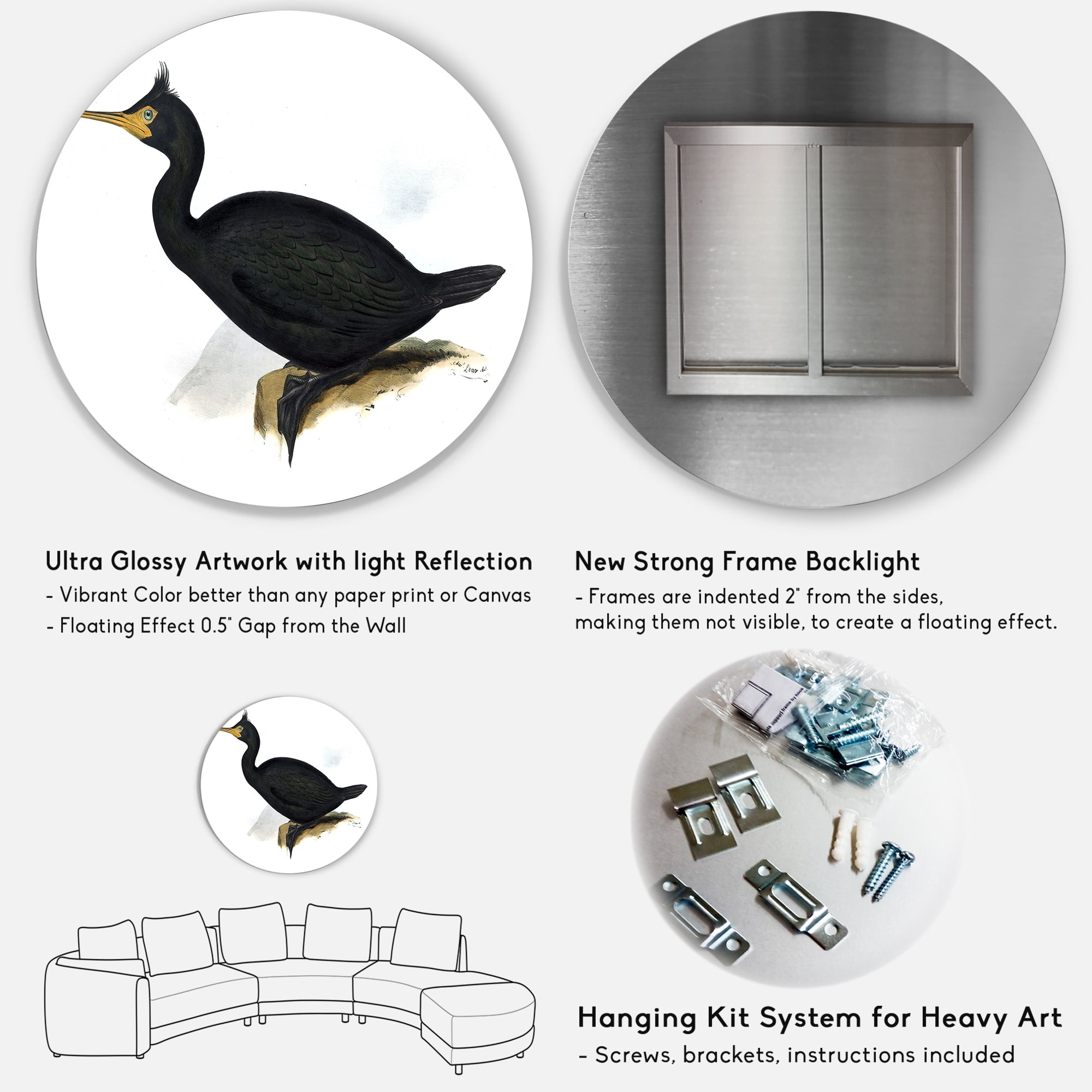 Designart 'Ancient Bird Life IV' Traditional Circle Metal Wall Art 11x11 - Disc of 11