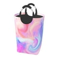 thumbnail image 2 of Waterproof Collapsible Laundry Hamper, Pink Watercolor Texture Aluminum Handle Laundry Bag Storage Basket, 50L, 2 of 6