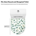 thumbnail image 5 of ZIATUBLES Toilet Lid Cover Durable Stretch Fabric Toilet Bowl Lid Cover with Elastic Edges Toilet Cover Fit Round Oval Elongated Lids for Bath Decorative Accessories, Eucalyptus Foliage White, 5 of 6