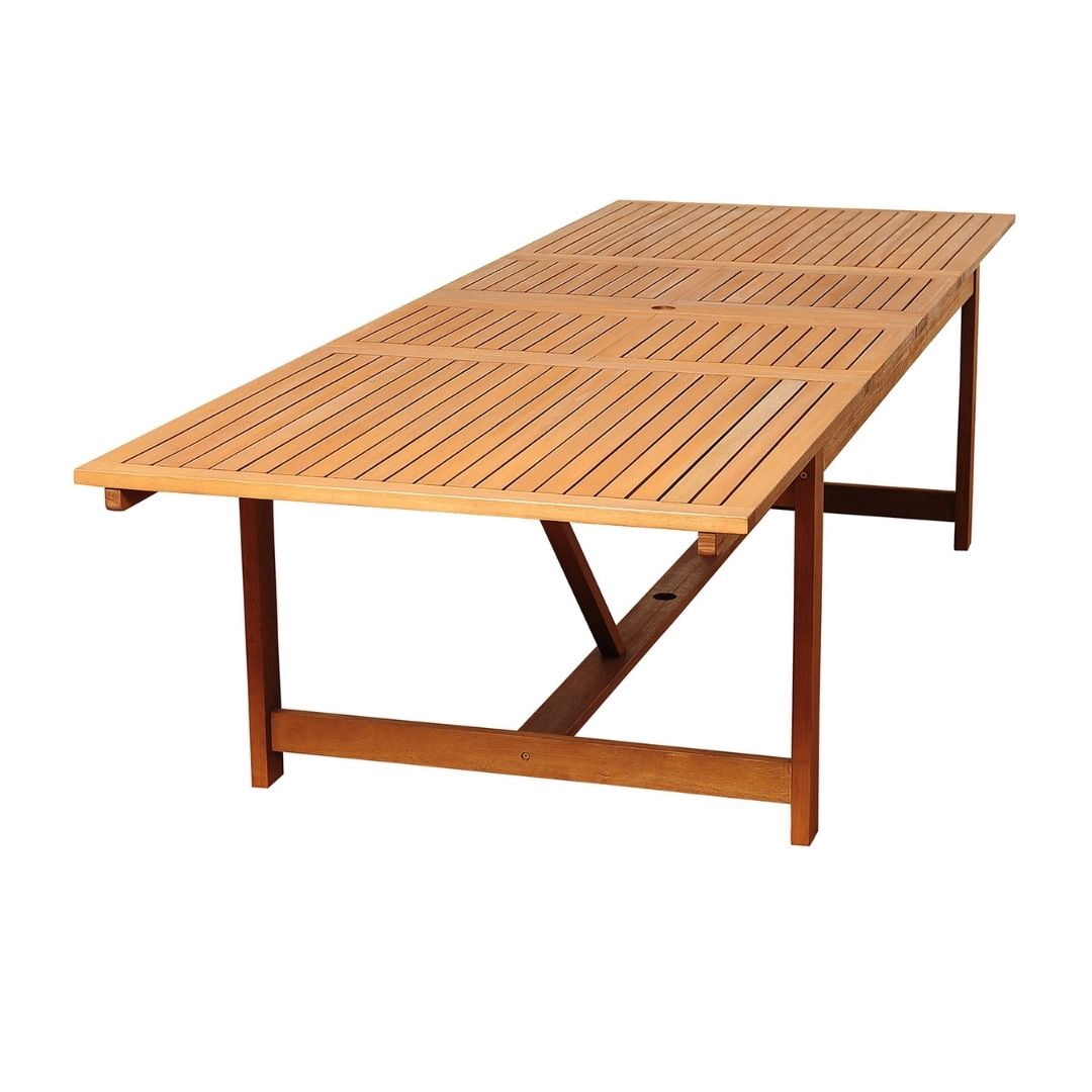 Amazonia Astro 9-Piece Patio Dining Table Set, Eucalyptus Wood 100% FSC, Ideal for the Outdoors and Indoors, Brown