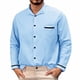 thumbnail image 1 of pstuiky camisas de manga larga para hombre, Camisa informal de manga larga con cuello vuelto y botones estampados en color liso para hombre Tops de talla grande para hombre xxl, 1 of 6