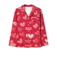 thumbnail image 4 of Hvyesh Women Pajamas Set Button Down Sleepwear Long Sleeve Love Heart Print Nightwear with Long Pants Soft Pjs Set, 4 of 4