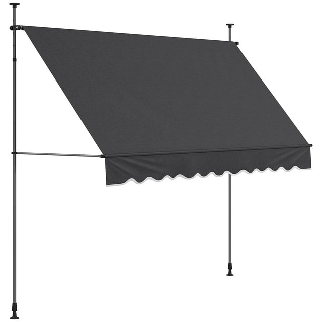 Outsunny 10' x 3' Retractable Awning, Freestanding & Non-Screw, Dark Grey