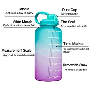 When Full Motivational BPA Free Leakproof Water Bottle with Straw /& Time Marker Perfect for Fitness Gym Camping Outdoor Sports Venture Pal Large 1 Gallon//128 OZ