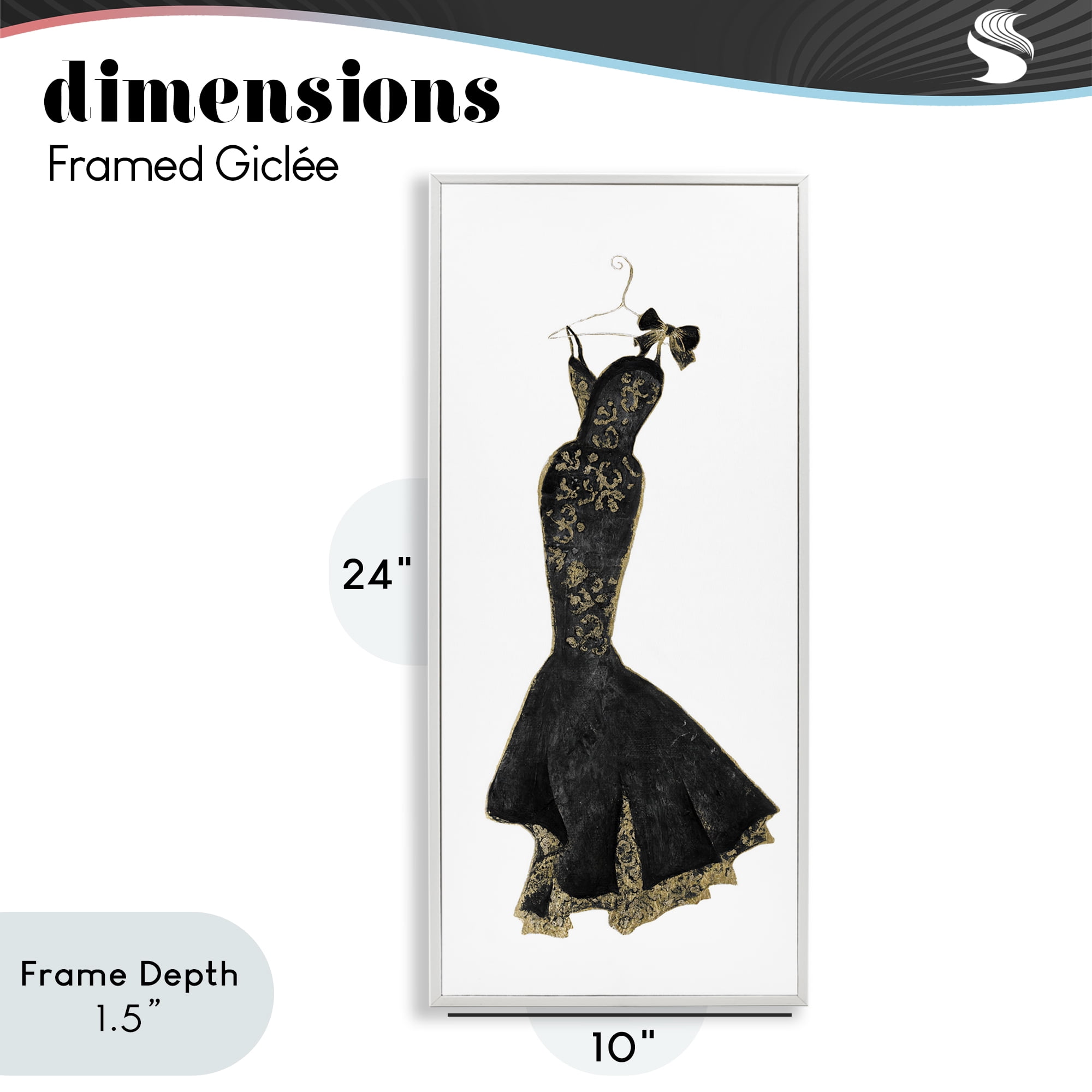 Stupell Industries Brocade Black Evening Gown White Framed Giclee Art, design by Janet Tava