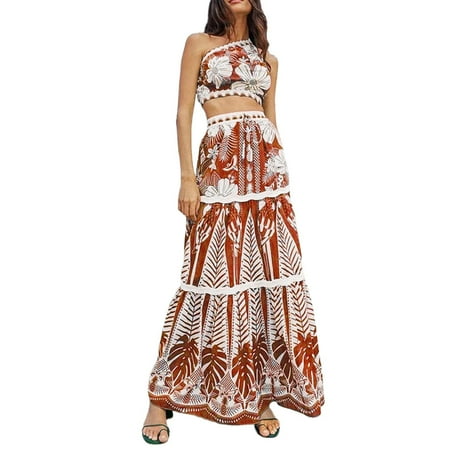 CAIVO Women 2PCS Swimwear+Monokini Cover UP 3PCS Vintage Print Swimsuit Monokini Bikini 2PCS Swimsuits 3PCS Tankini Set Boho Beach Vacation Summer Swim Wear